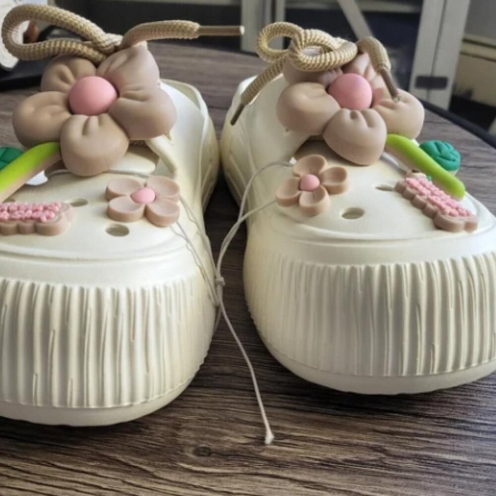 Cream and White Clogs